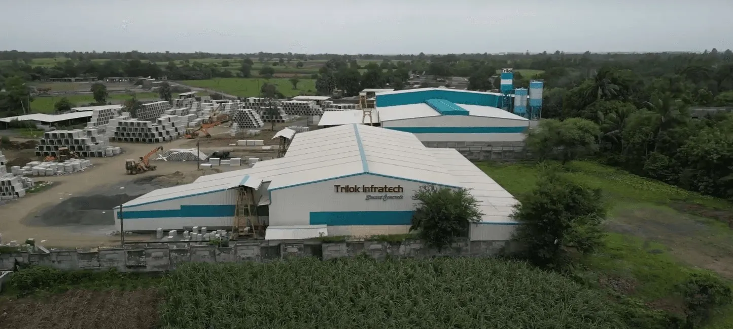 Aerial view of the Trilok Infratech factory and stockyard