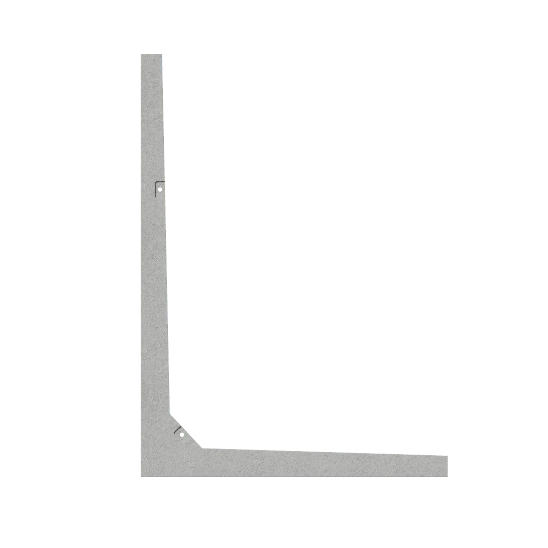 Precast earth retaining wall L unit, side view: stem and base slab meeting at a haunched corner